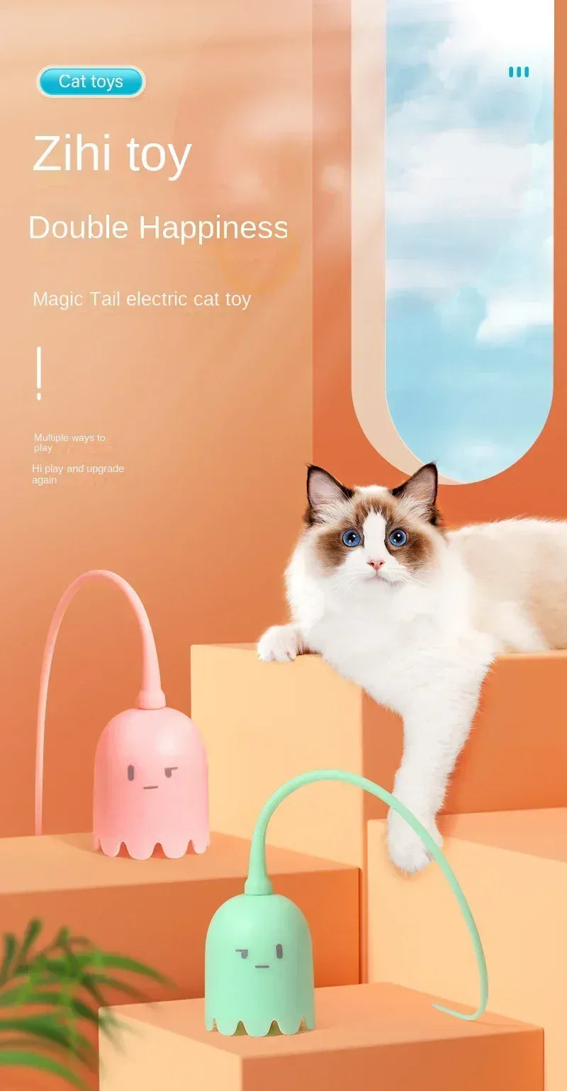 Electric Rolling Ball Cat Toy - Automatic Silicone Mouse Tail USB Charging