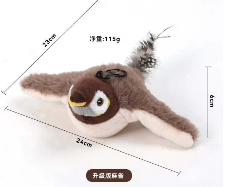 Electronic Flapping Bird Cat Toy - USB Rechargeable Touch Activated with Catnip