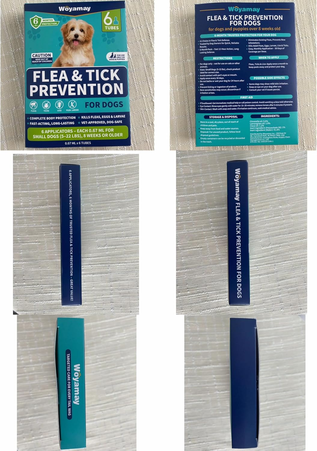 Flea and Tick Prevention Drops for Small Dogs – 6-Month Supply, Topical Treatment for Dogs 5-22 lbs