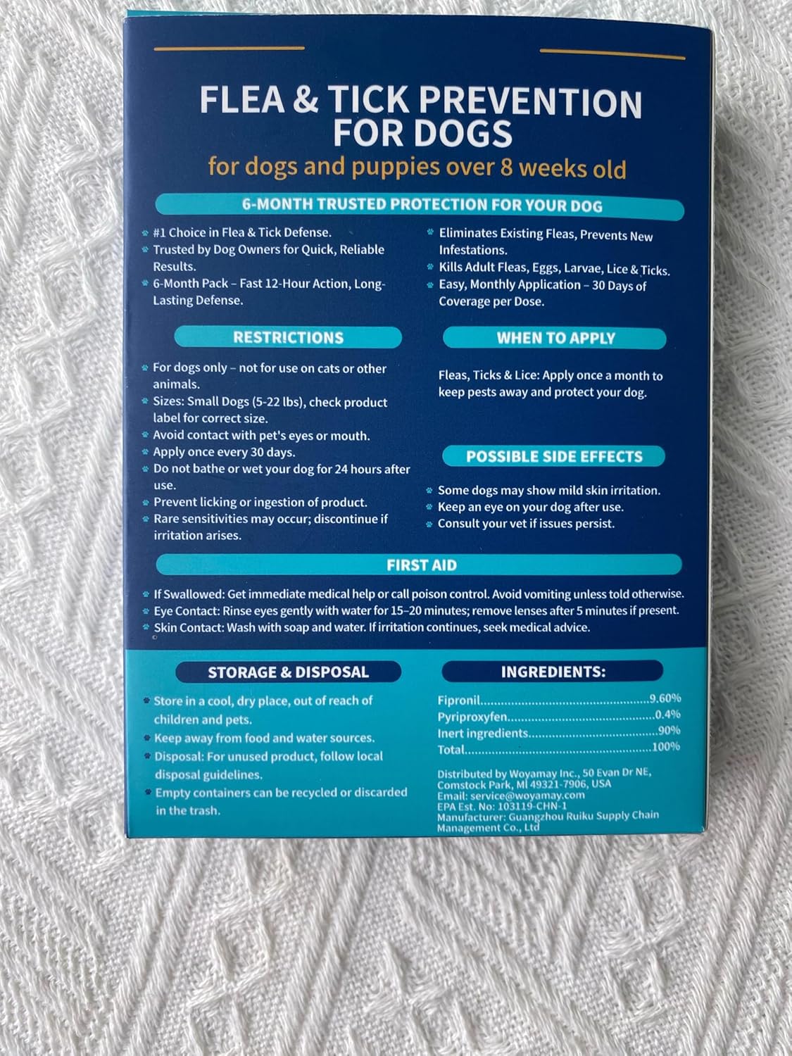 Flea and Tick Prevention Drops for Small Dogs – 6-Month Supply, Topical Treatment for Dogs 5-22 lbs