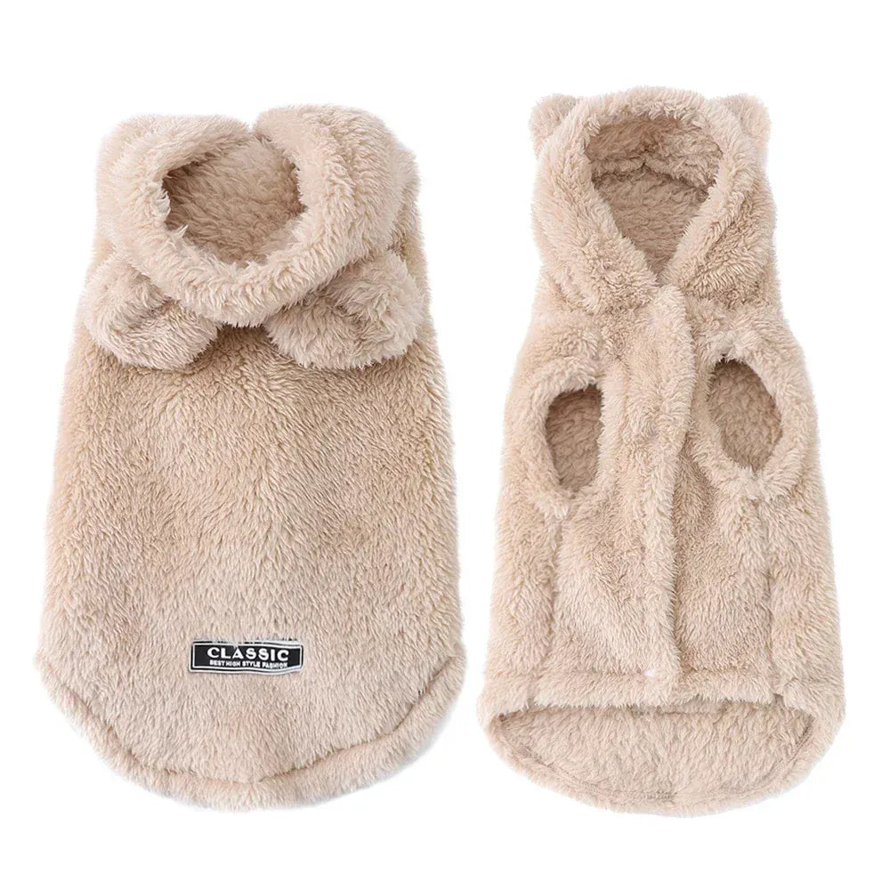 Fleece Pet Hoodie - Winter Cat & Dog Sweater for Small Breeds