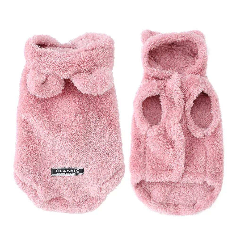 Fleece Pet Hoodie - Winter Cat & Dog Sweater for Small Breeds