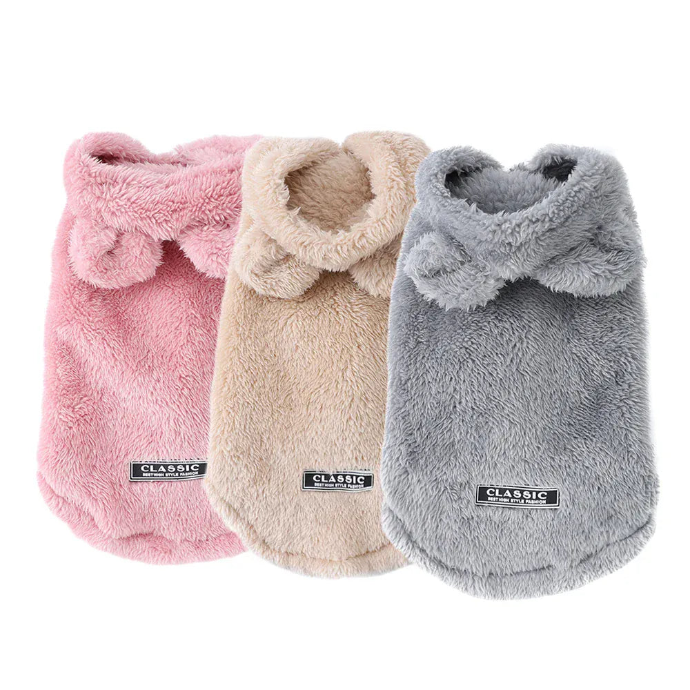 Fleece Pet Hoodie - Winter Cat & Dog Sweater for Small Breeds