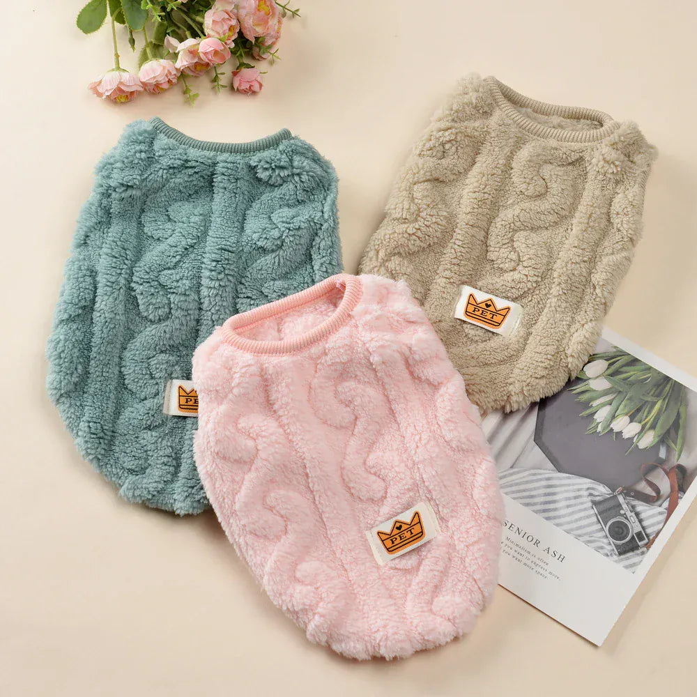 Fleece Warm Dog Vest — Soft Cozy Plush Winter Sleeveless Sweatshirt for Small & Medium Dogs and Cats