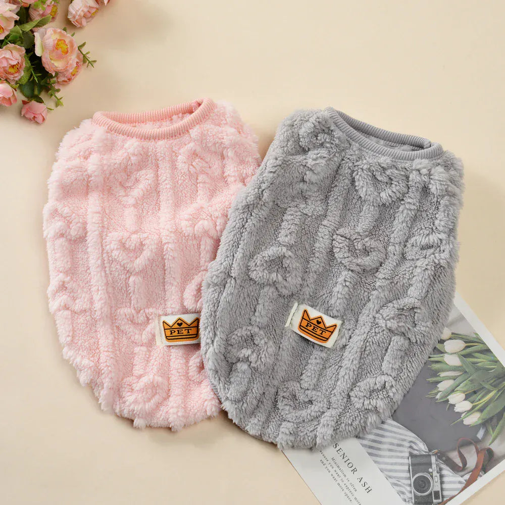 Fleece Warm Dog Vest — Soft Cozy Plush Winter Sleeveless Sweatshirt for Small & Medium Dogs and Cats
