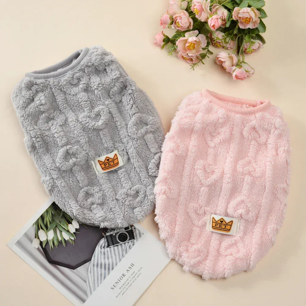 Fleece Warm Dog Vest — Soft Cozy Plush Winter Sleeveless Sweatshirt for Small & Medium Dogs and Cats