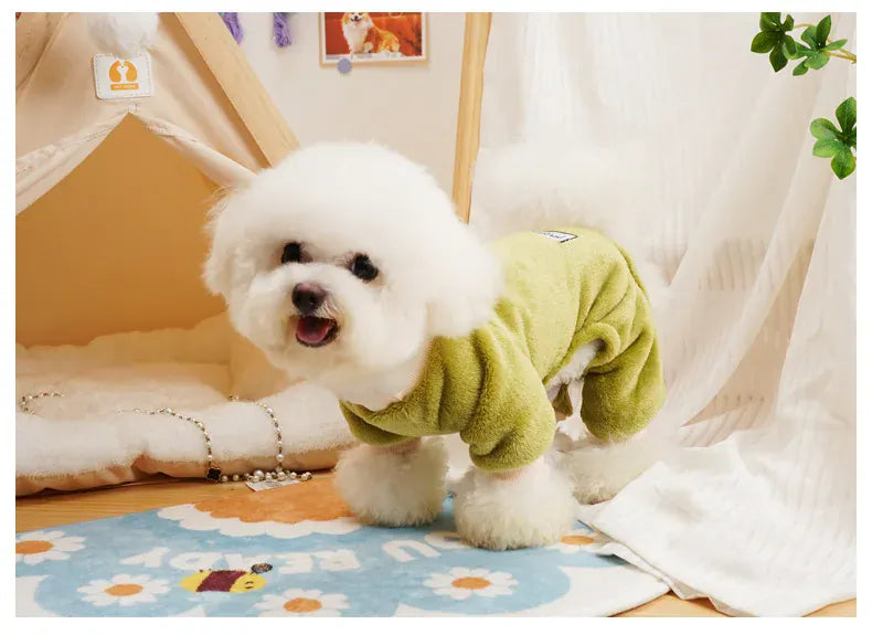 Fleece Warm Pet Clothes – Winter Dog Jumpsuit Pajamas | Pomeranian & Small Dog Nightshirt | Cozy Puppy & Cat Overalls Pijamas