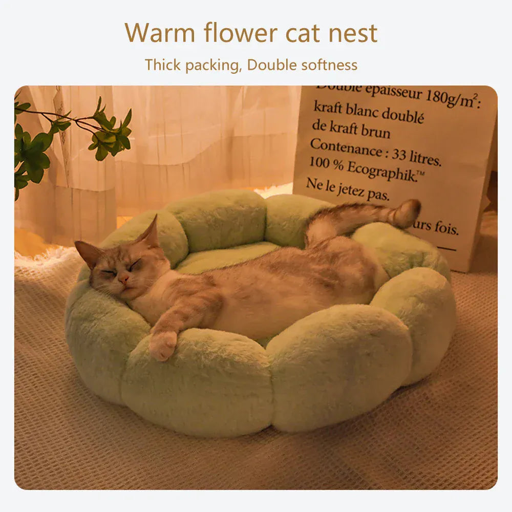 Flower Soft Pet Bed - Winter Warm Cat Dog Cushion Breathable Thicken Mat