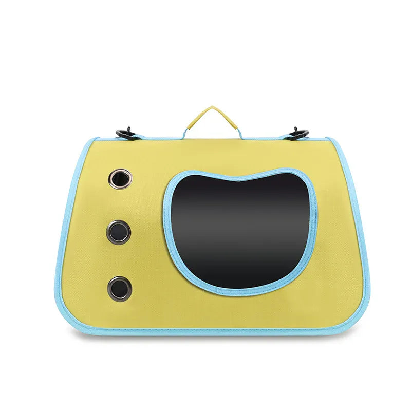 Foldable Pet Carrier Bag for Small Dogs & Cats - Portable Breathable Shoulder Cat Bag, Outdoor Travel Kitten Carrying Sling (40x26x22cm)