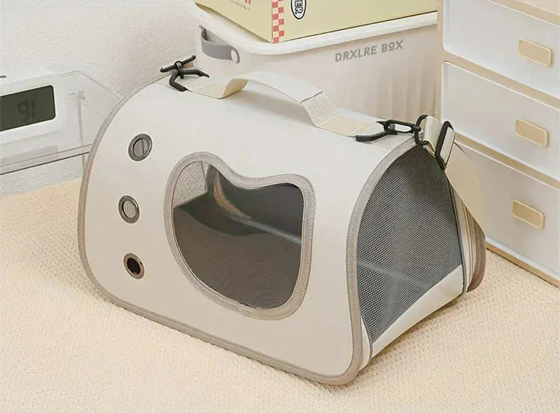 Foldable Pet Carrier Bag for Small Dogs & Cats - Portable Breathable Shoulder Cat Bag, Outdoor Travel Kitten Carrying Sling (40x26x22cm)