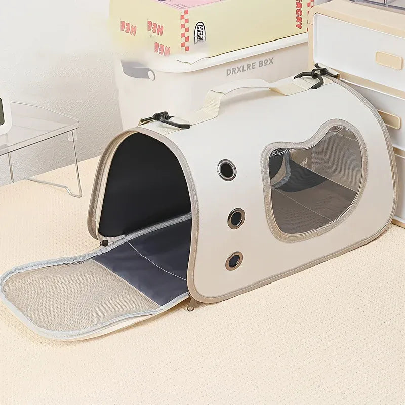 Foldable Pet Carrier Bag for Small Dogs & Cats - Portable Breathable Shoulder Cat Bag, Outdoor Travel Kitten Carrying Sling (40x26x22cm)