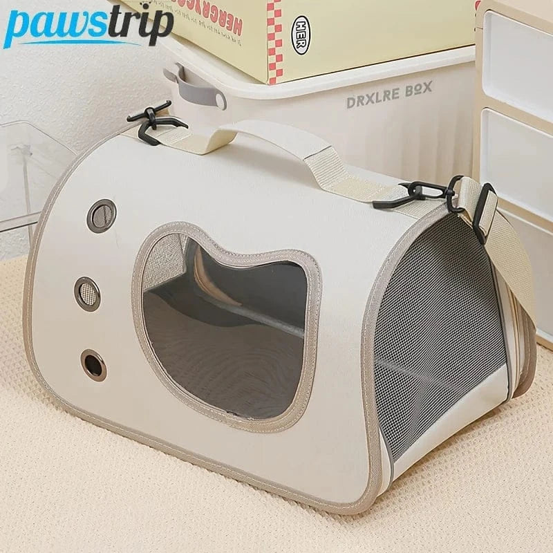 Foldable Pet Carrier Bag for Small Dogs & Cats - Portable Breathable Shoulder Cat Bag, Outdoor Travel Kitten Carrying Sling (40x26x22cm)