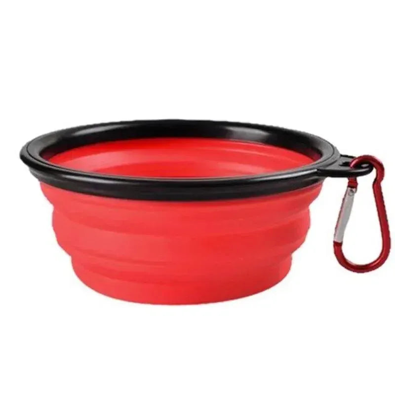 Foldable Pet Travel Bowl - 350ML Silicone Food & Water Dish with Carabiner