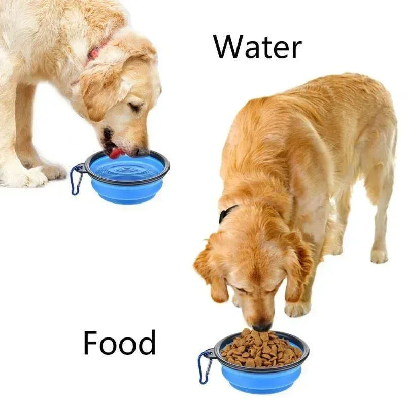 Foldable Pet Travel Bowl - 350ML Silicone Food & Water Dish with Carabiner