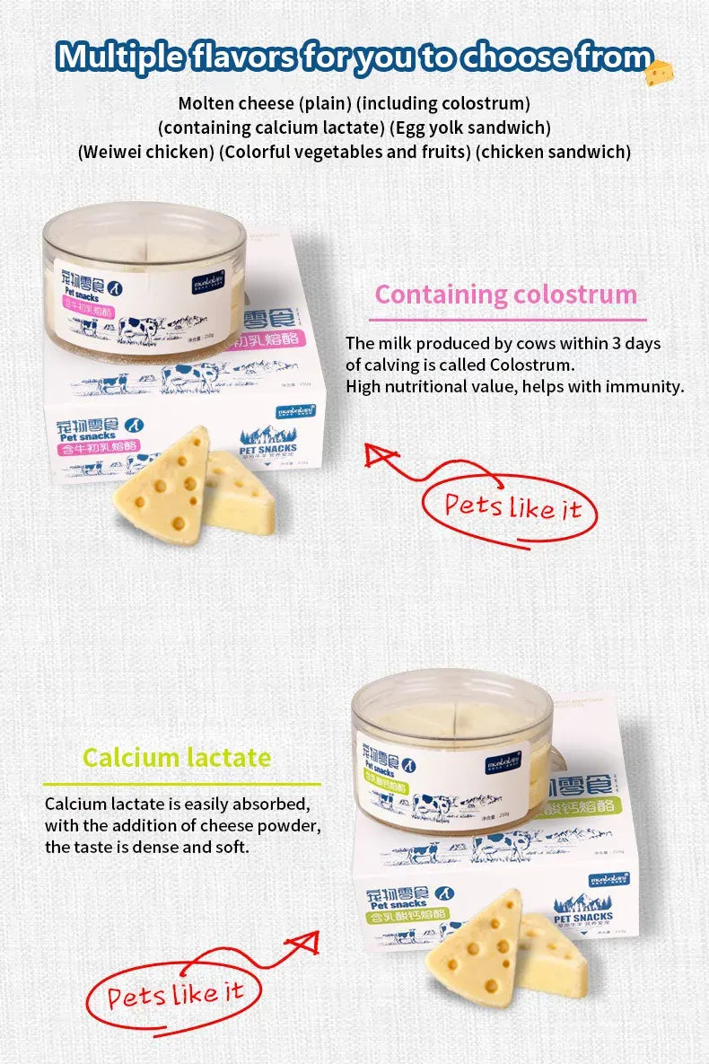 Freeze-Dried Cheese Pet Snacks | High-Calcium Nutrient-Rich Treats for Cats & Dogs | Digestive Aid & Dairy Supplement
