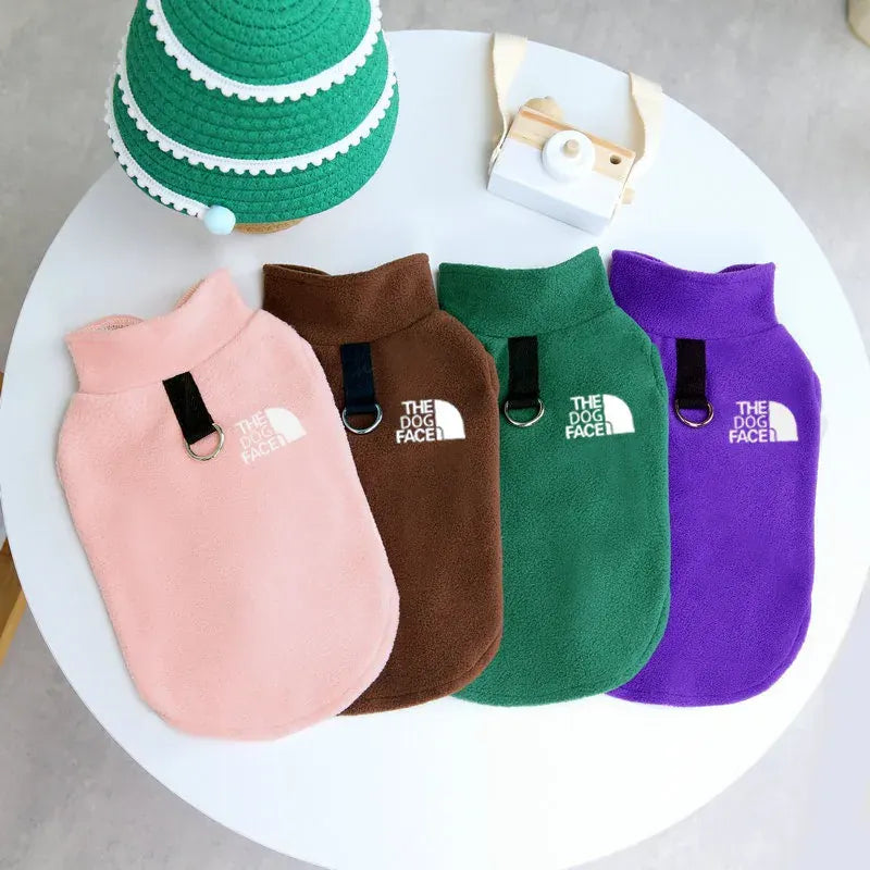 Geometric Pattern Fleece Sweater - Warm Autumn/Winter Coat for Small Breeds