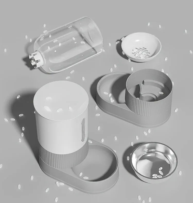 Gravity Automatic Cat Feeder & Water Dispenser - Large Capacity Food Storage Container