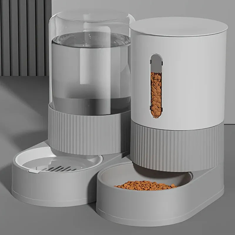 Gravity Automatic Cat Feeder & Water Dispenser - Large Capacity Food Storage Container