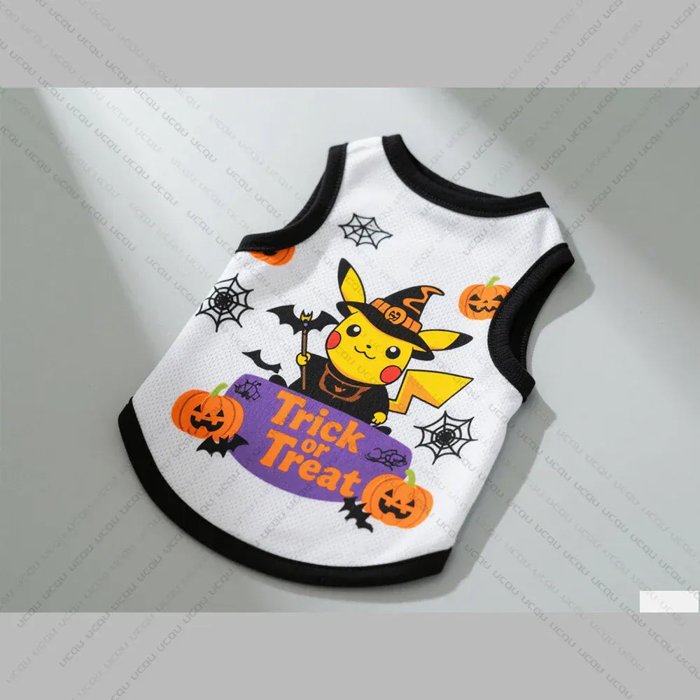 Halloween Pet Costume – Terrifying Pikachu Pattern Dog Vest for Cats & Small Dogs