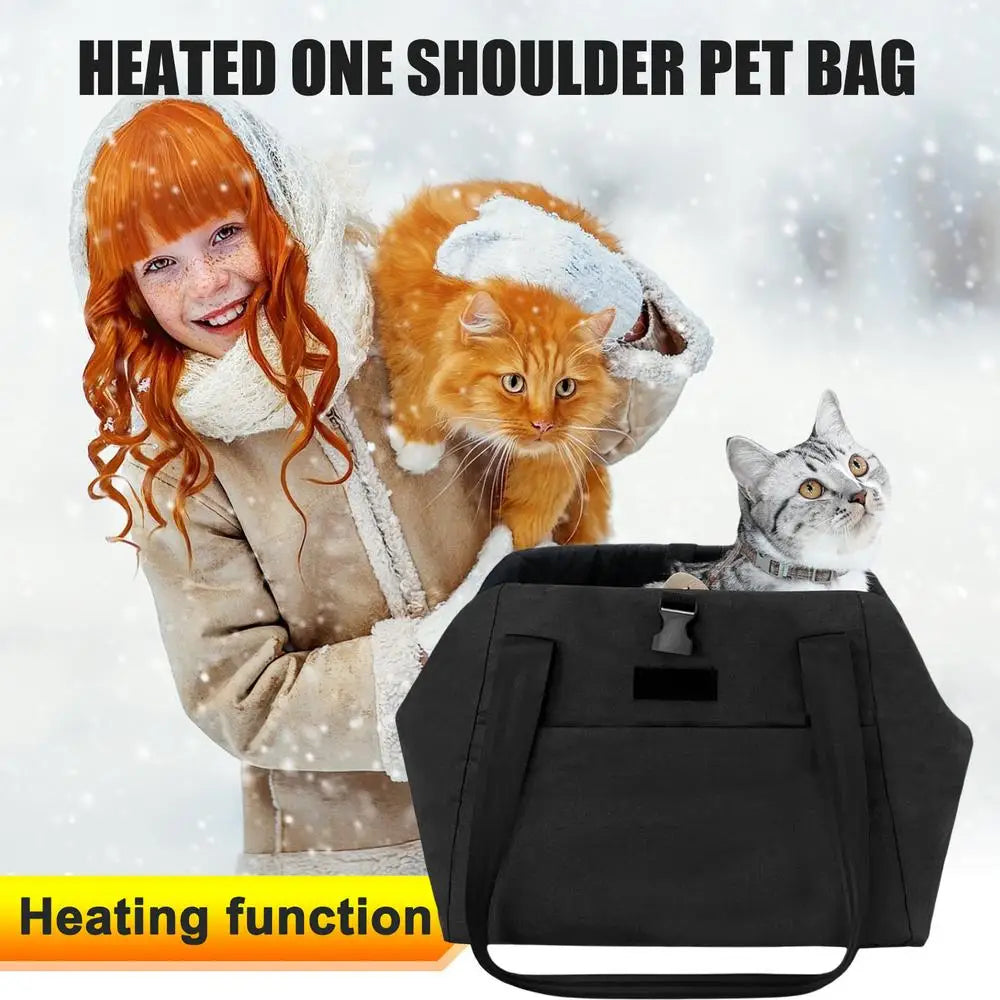 Heated Dog Carrier - USB Warming Pet Shoulder Bag for Small Dogs & Cats