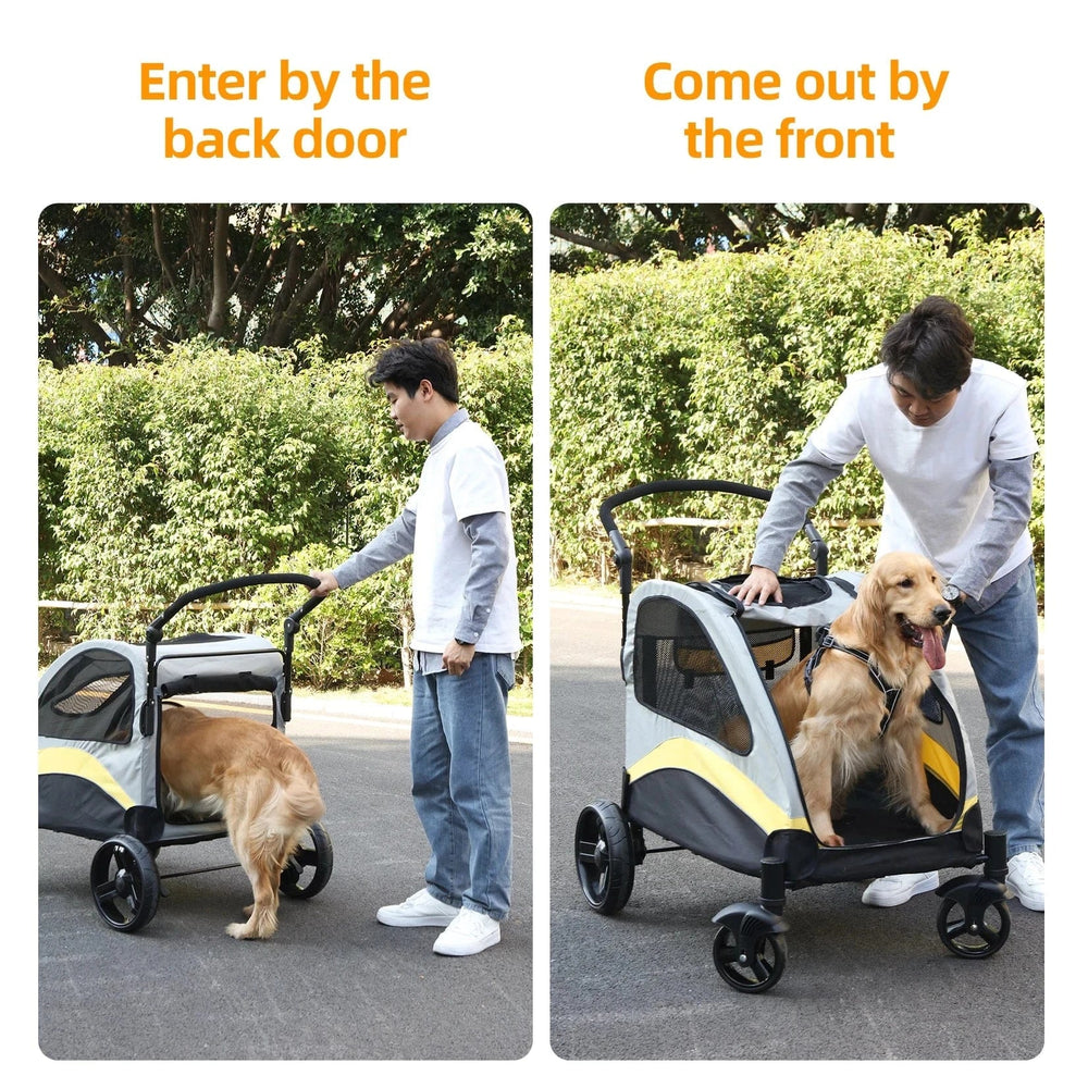 Heavy Duty Dog Stroller - 4-Wheel Foldable Carrier for Large Pets Up to 65kg