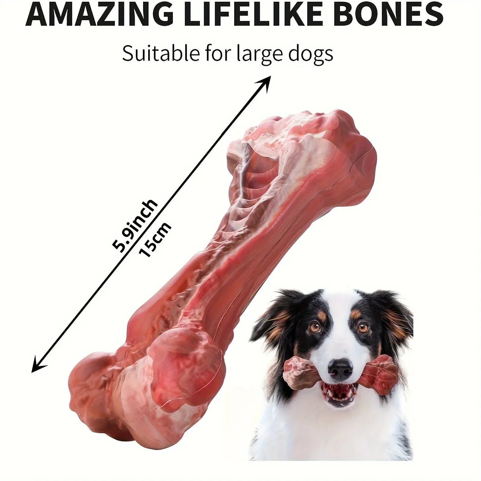 Indestructible Chew Toy for Aggressive Chewers – Durable Natural Rubber Bone for Teeth Cleaning