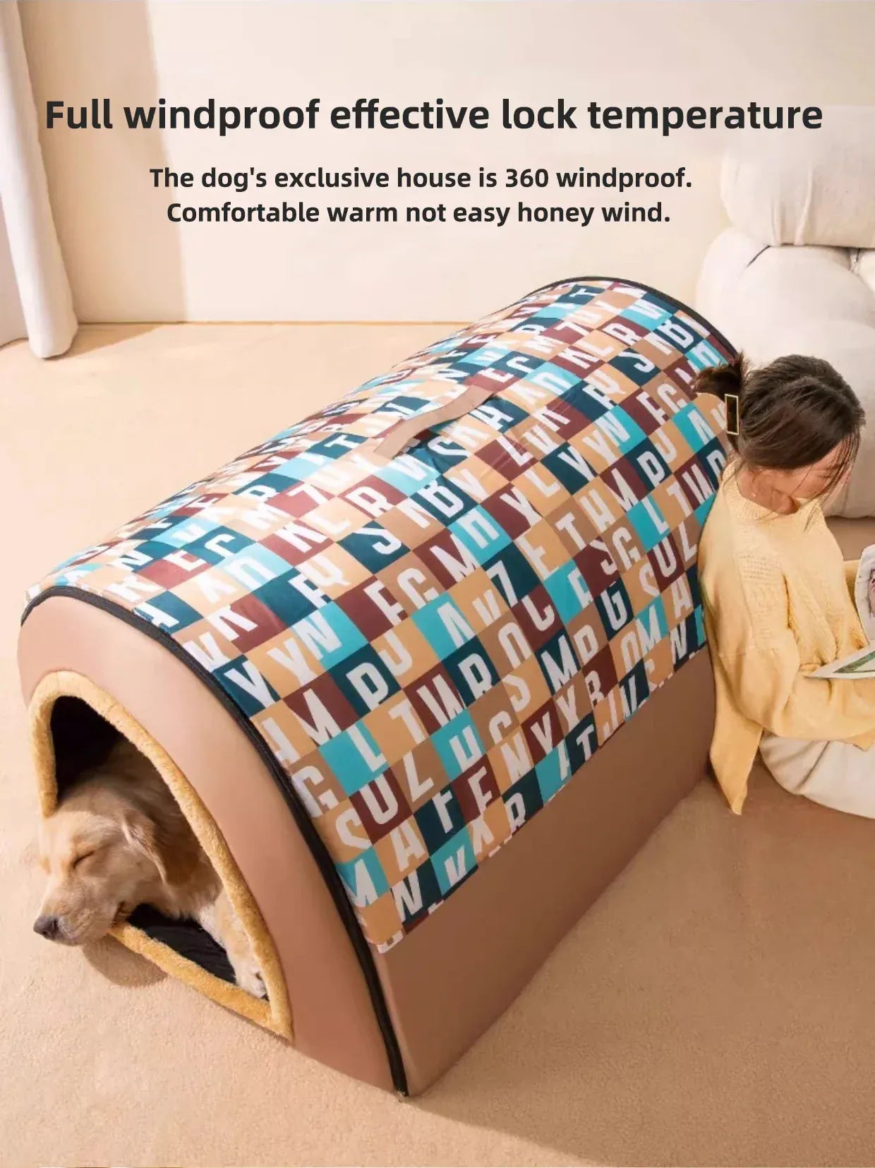 Insulated Large Dog House – Weatherproof Outdoor Kennel with Removable Roof for Extra Big Dogs