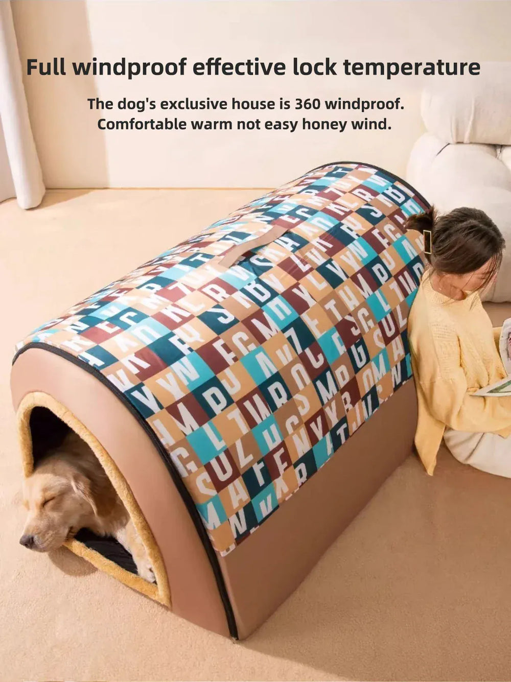 Insulated Large Dog House – Weatherproof Outdoor Kennel with Removable Roof for Extra Big Dogs