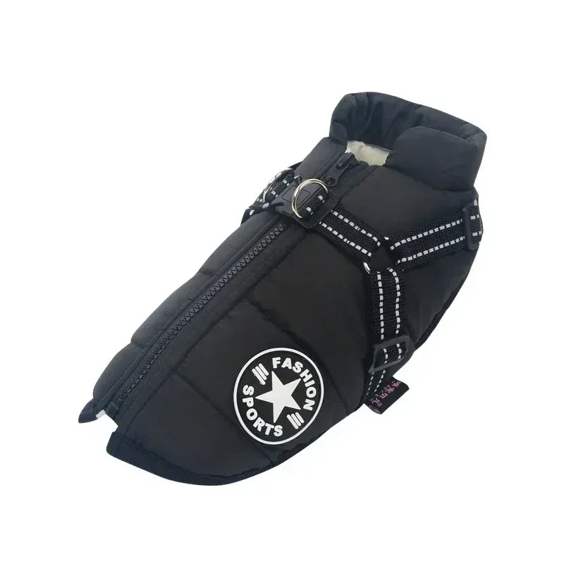 Integrated Dog Jacket & Harness - Waterproof Winter Coat for All Seasons