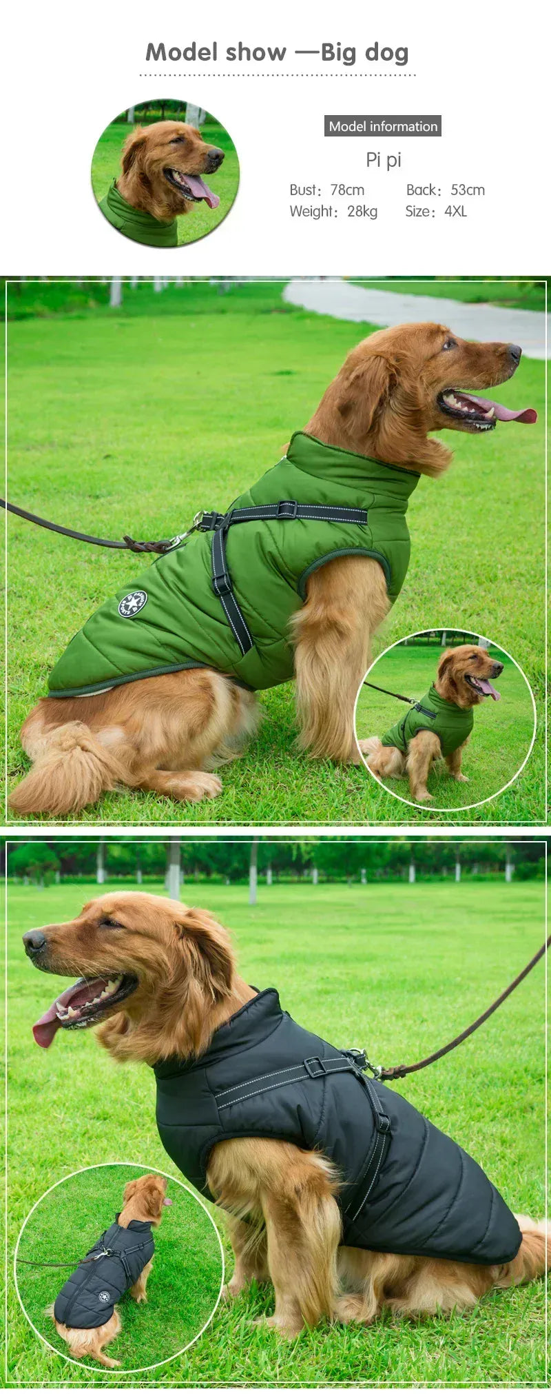 Integrated Dog Jacket & Harness - Waterproof Winter Coat for All Seasons