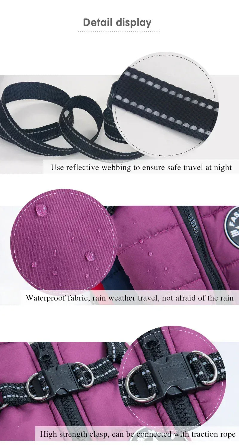 Integrated Dog Jacket & Harness - Waterproof Winter Coat for All Seasons