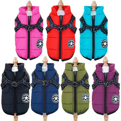 Integrated Dog Jacket & Harness - Waterproof Winter Coat for All Seasons