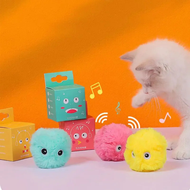 Interactive Cat Ball Toy - Automatic Squeaky Sound Motion Activated Catnip Toy