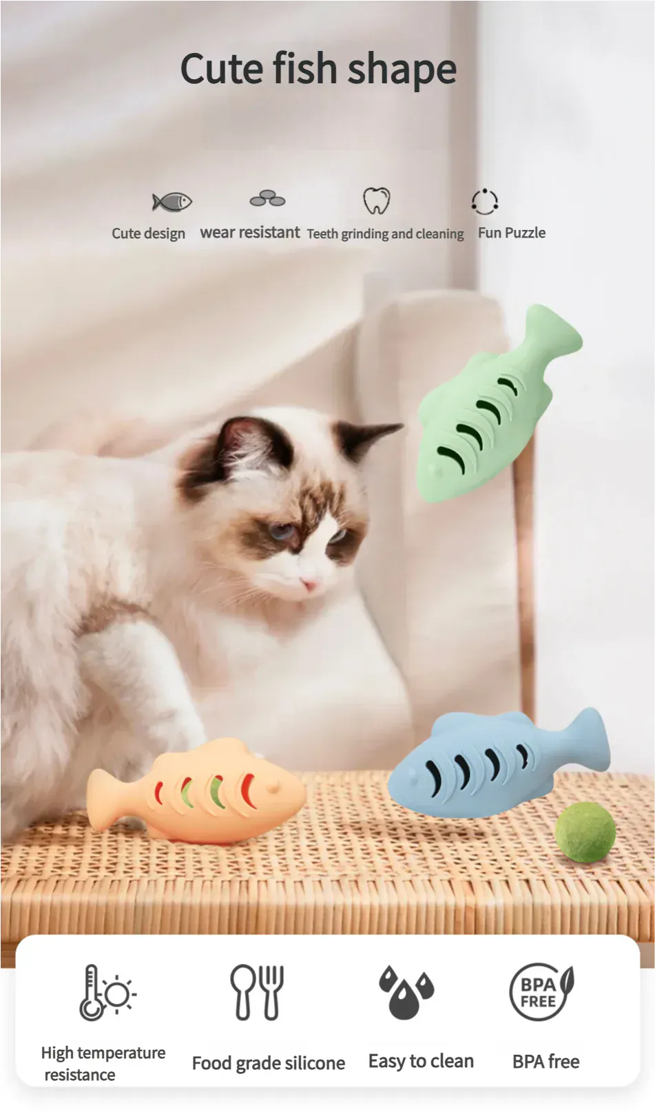 Interactive Cat Food Dispenser - Treat Puzzle Toy with Catnip Stuffable Feeder