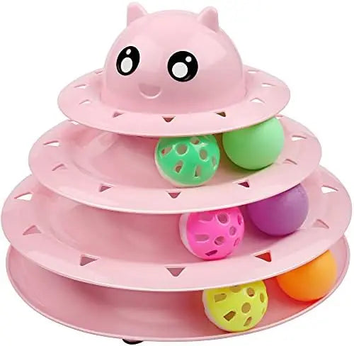 Interactive Cat Toy - 6 Color Turntable Puzzle with Balls for Kitten Mental Exercise