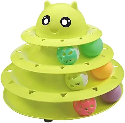 Interactive Cat Toy - 6 Color Turntable Puzzle with Balls for Kitten Mental Exercise