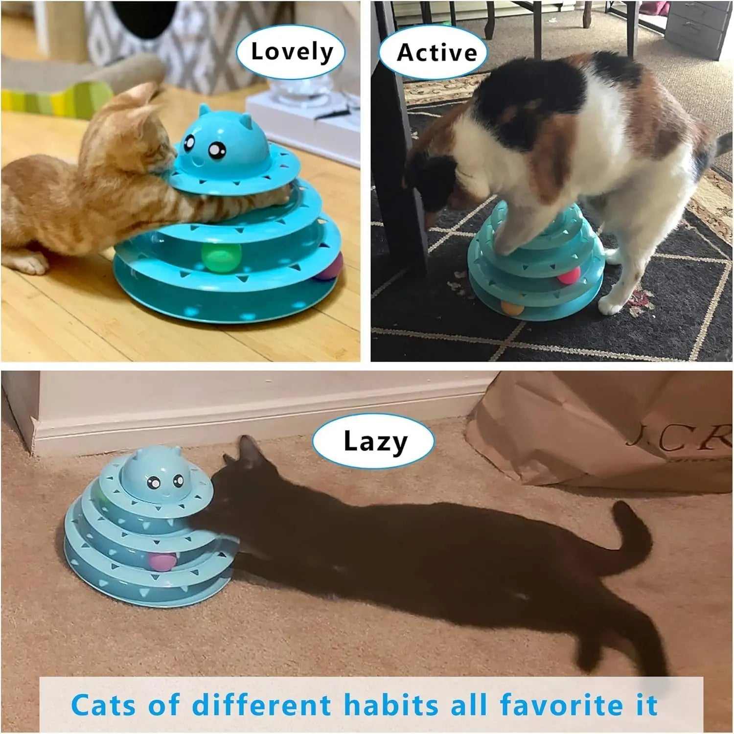 Interactive Cat Toy - 6 Color Turntable Puzzle with Balls for Kitten Mental Exercise