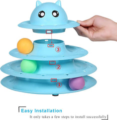 Interactive Cat Toy - 6 Color Turntable Puzzle with Balls for Kitten Mental Exercise