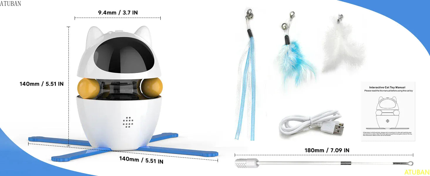 Interactive Cat Toys,3-in-1 Funny Exercise Electric Rotating Cat Toys for Indoor Cats Laser Toy, Automatic Cat Ball Kitten Toys