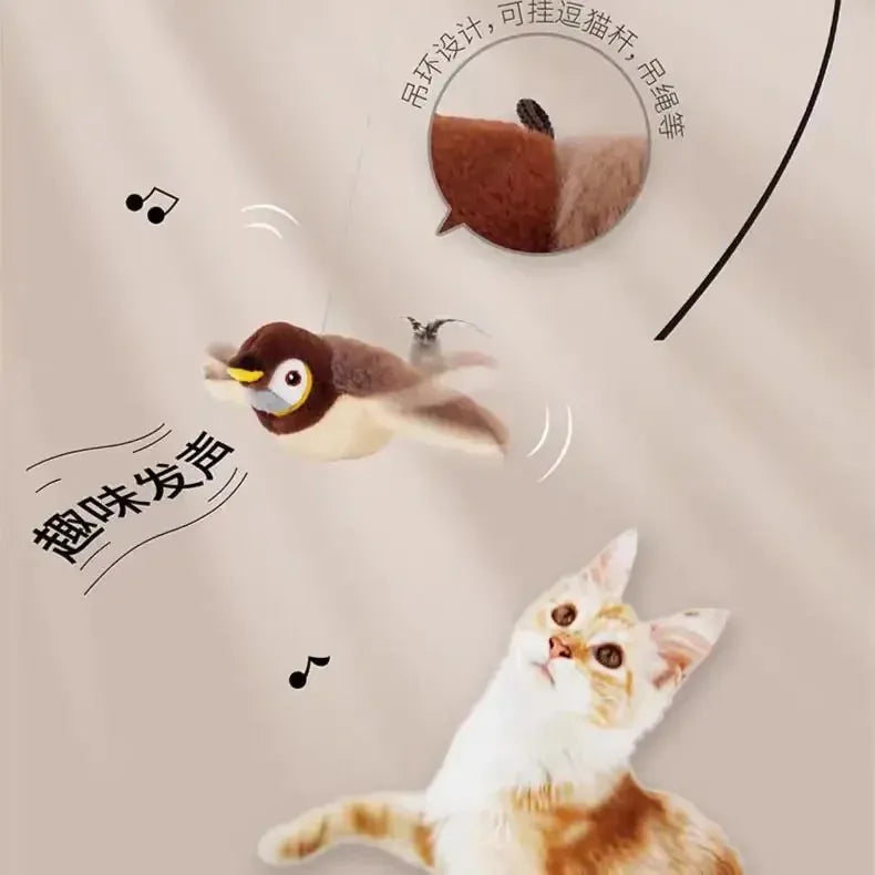 Interactive Flapping Bird Cat Toy – USB Rechargeable, Catnip-Activated Squeaky Plush with Motion & Sound