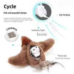 Interactive Flapping Bird Cat Toy – USB Rechargeable, Catnip-Activated Squeaky Plush with Motion & Sound