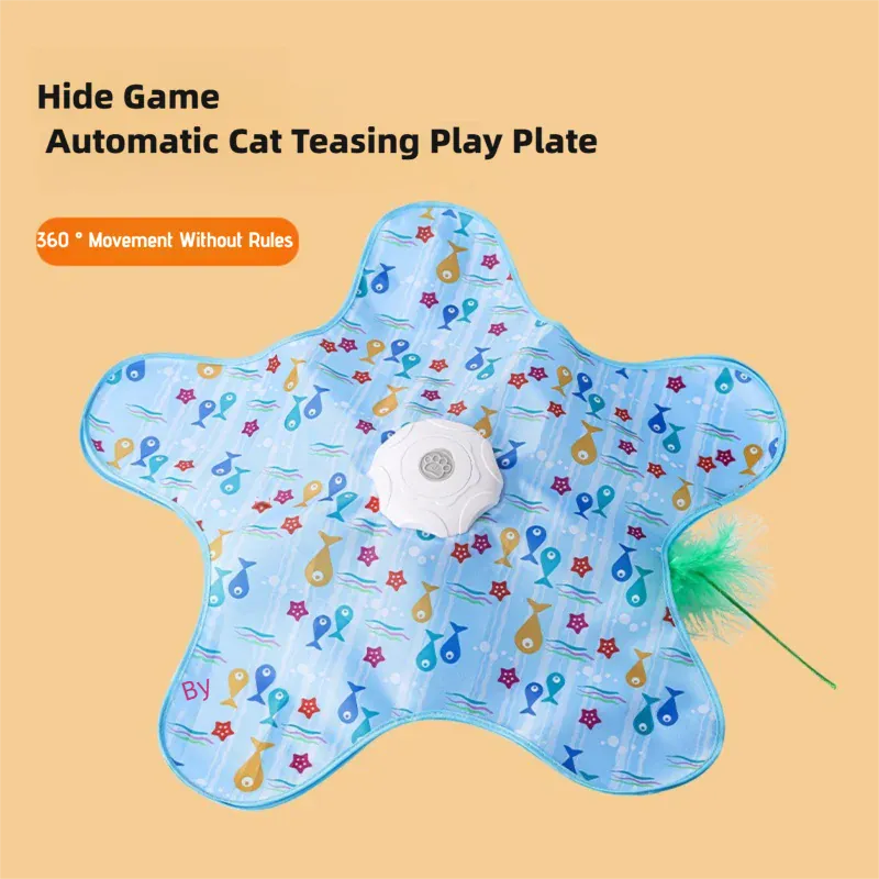 Interactive Hide & Seek Cat Toy | Motion-Activated Squeaky Mouse + Concealed Feather Teaser | Indoor Hunting Exercise Toy