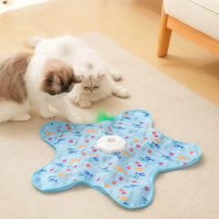 Interactive Hide & Seek Cat Toy | Motion-Activated Squeaky Mouse + Concealed Feather Teaser | Indoor Hunting Exercise Toy
