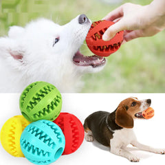 Interactive Rubber Dog Ball - Food Dispensing Chew Toy for Teeth Cleaning