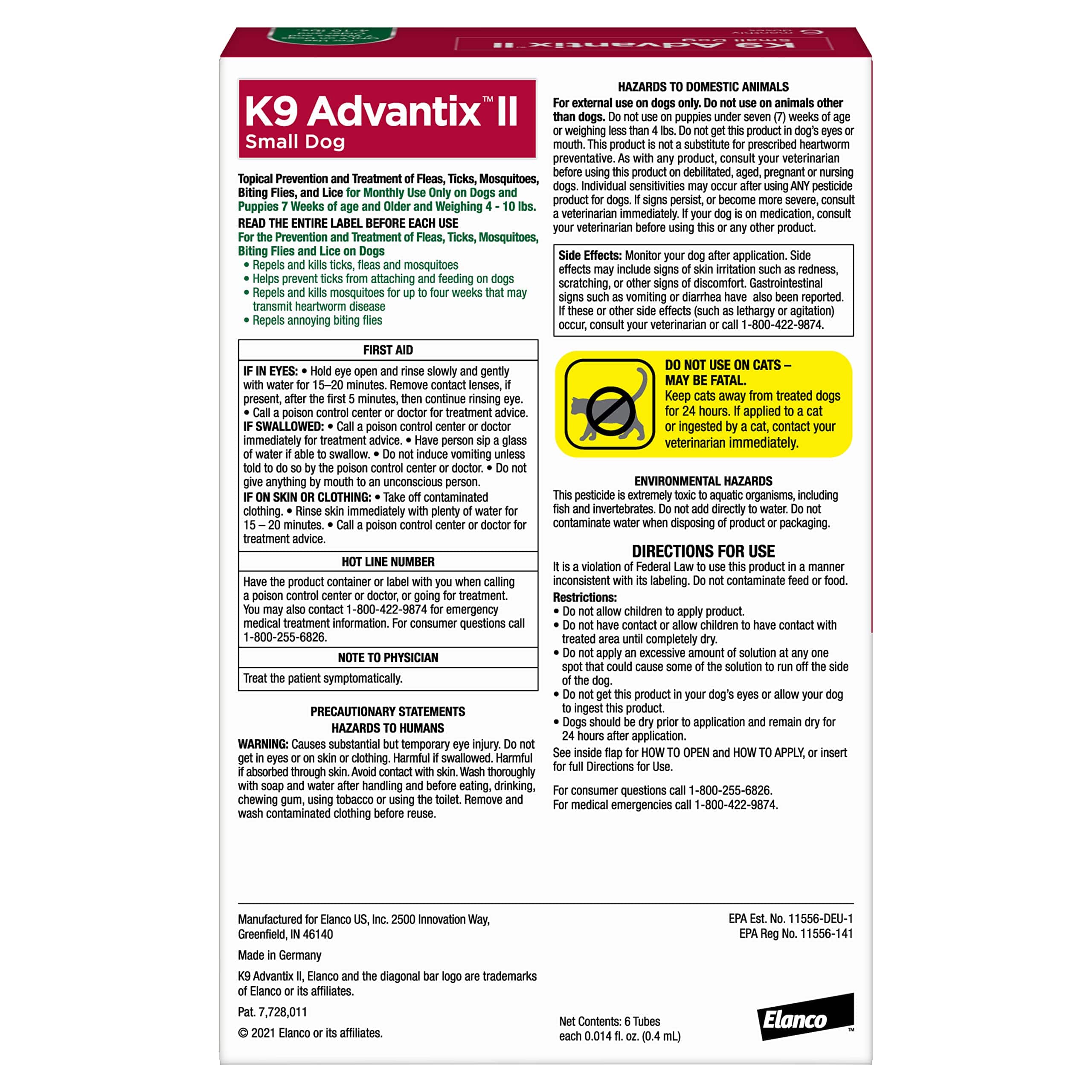 K9 Advantix II Small Dog – Vet-Recommended Flea, Tick & Mosquito Treatment for Dogs 4-10 lbs, 4-Month Supply