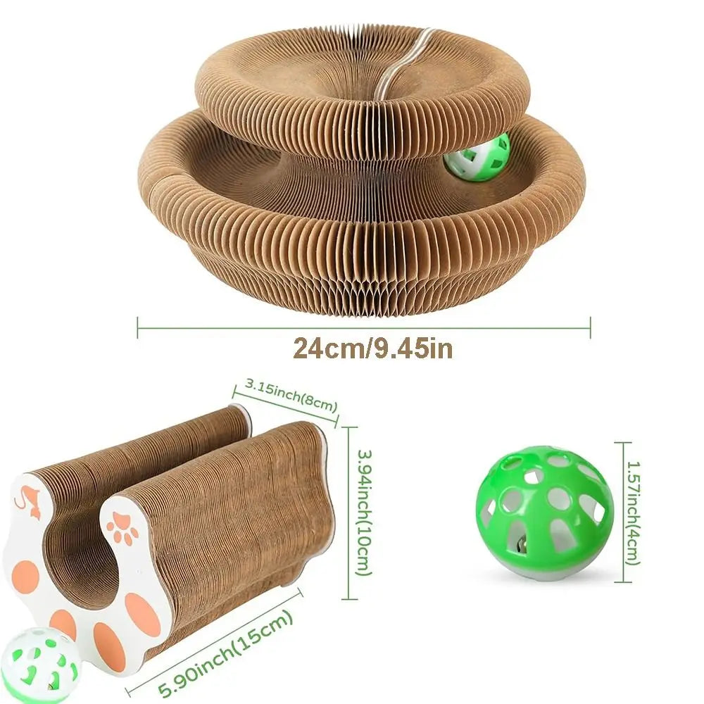 Kitty Kurlz Accordion Cat Toy - Magic Organ Scratcher with Bell Balls