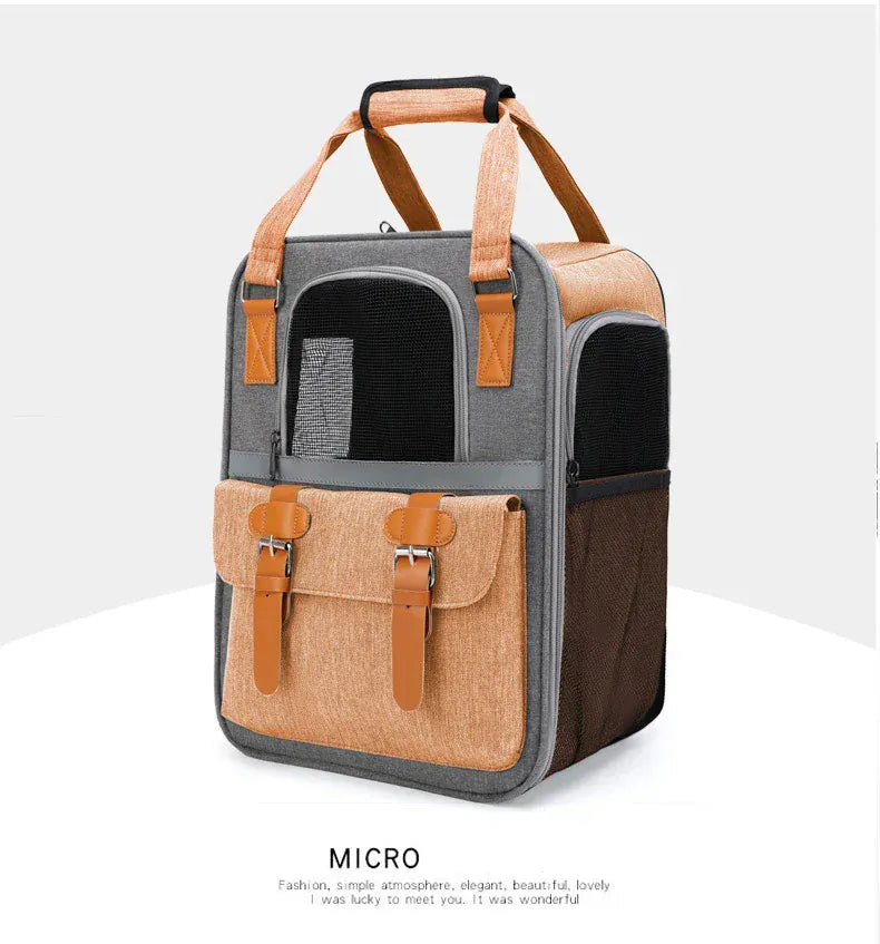 Large Cat Carrier Backpack - Three-Sided Breathable Pet Travel Bag with Sun Protection, Thickened Wear-Resistant Pet Luggage