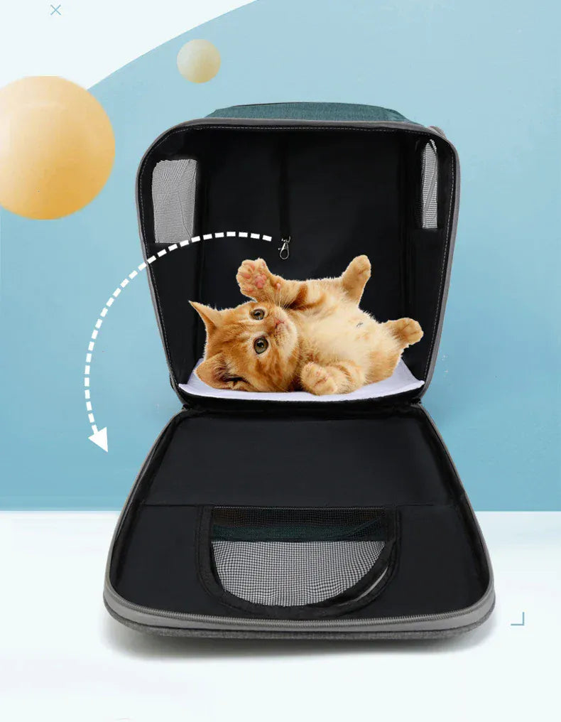 Large Cat Carrier Backpack - Three-Sided Breathable Pet Travel Bag with Sun Protection, Thickened Wear-Resistant Pet Luggage