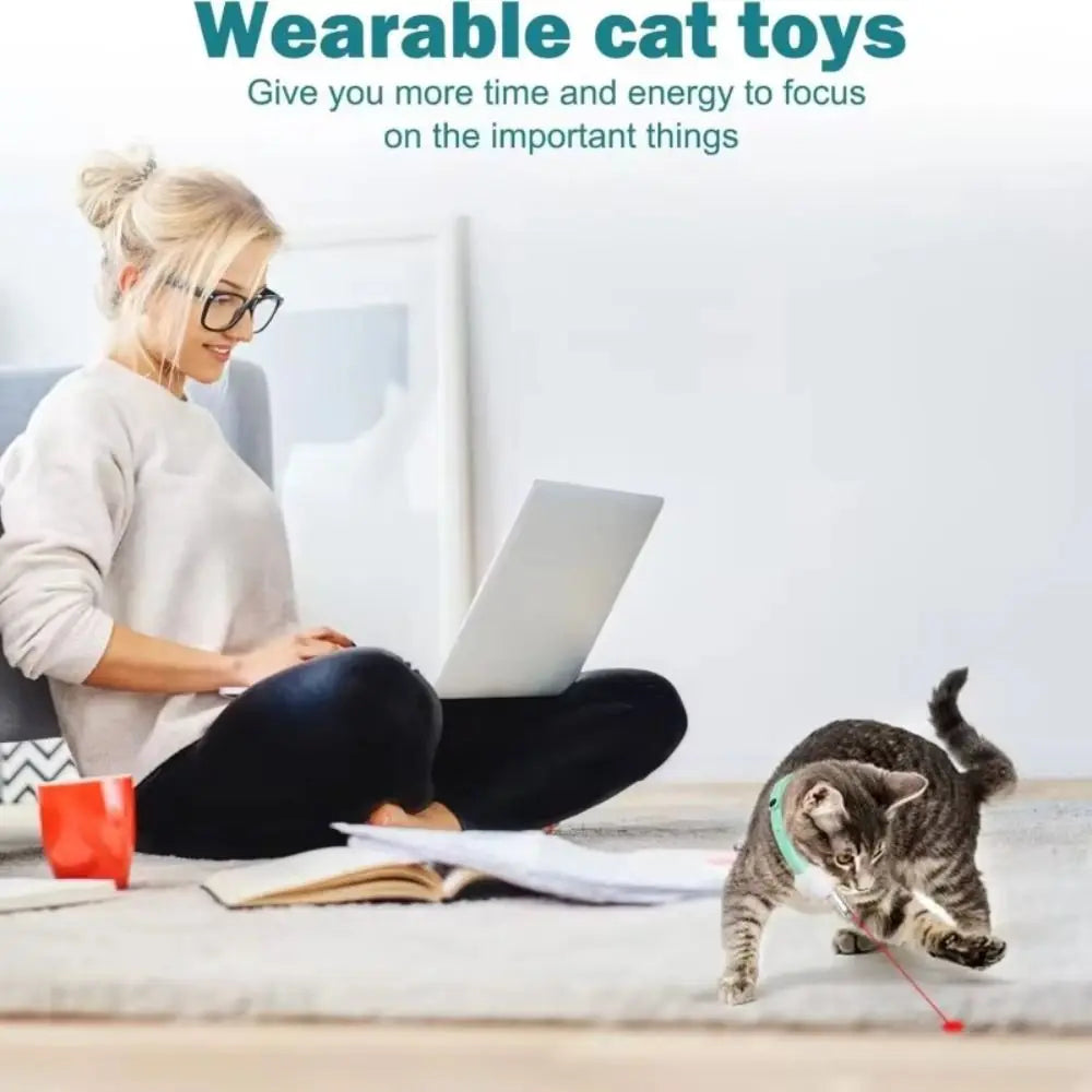 LED Cat Collar with Laser - Automatic Pet Safety Light with Interactive Toy