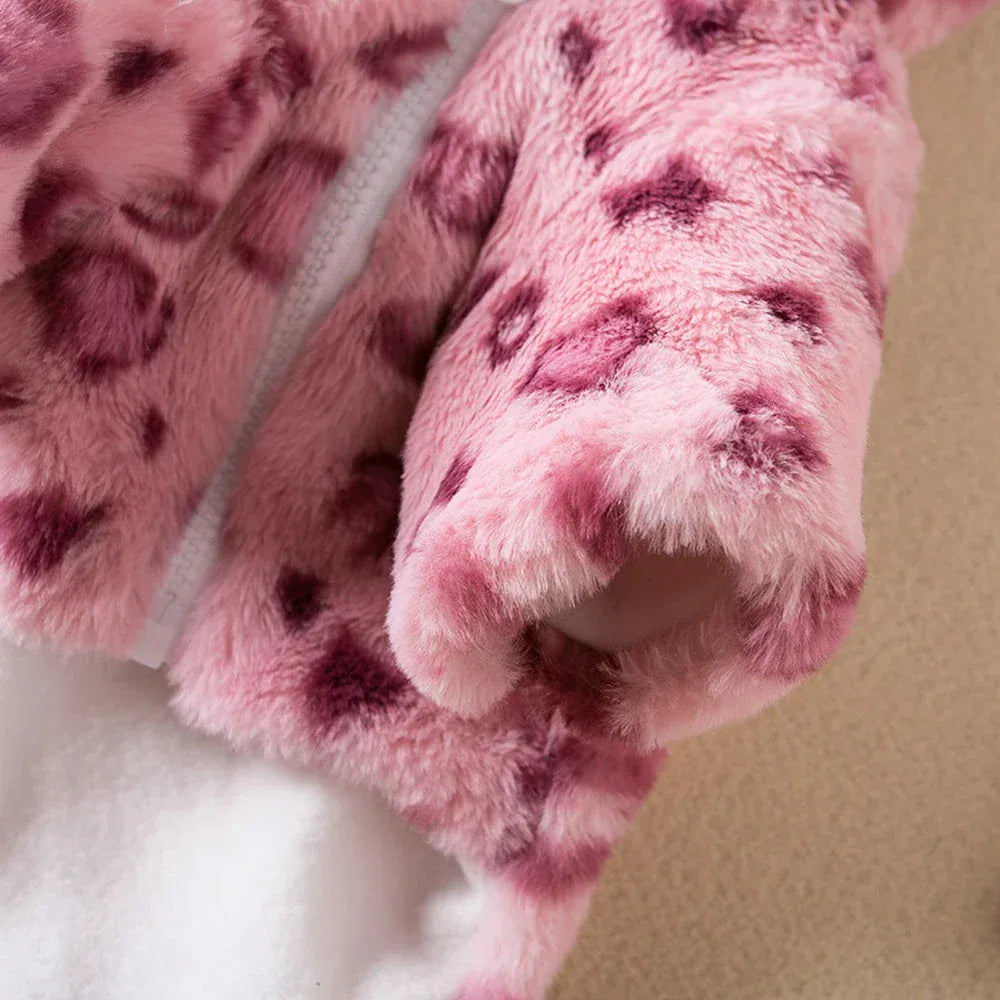 Leopard Print Fleece Hoodie - Fashion Winter Coat for French Bulldogs & Small Breeds